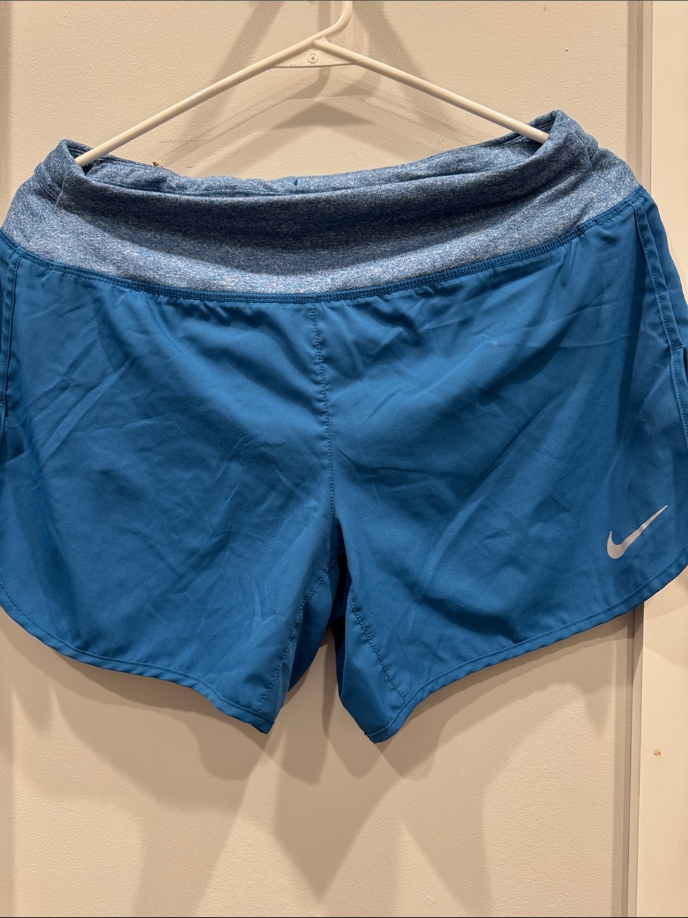 Nike Women's Teal Blue Athletic Shorts with Heathered Waistband